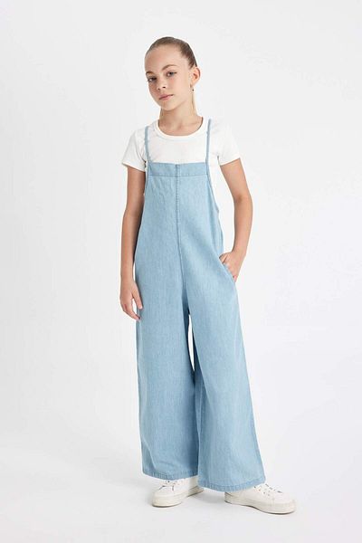 DeFacto Girl's Wide Leg Jeans Jumpsuit - Strappy B4953A824SM