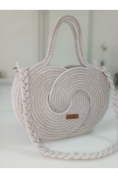 AZR HOME DESİGN Natural Jute Rope Grey Infinity Hand Bag Daily Bag