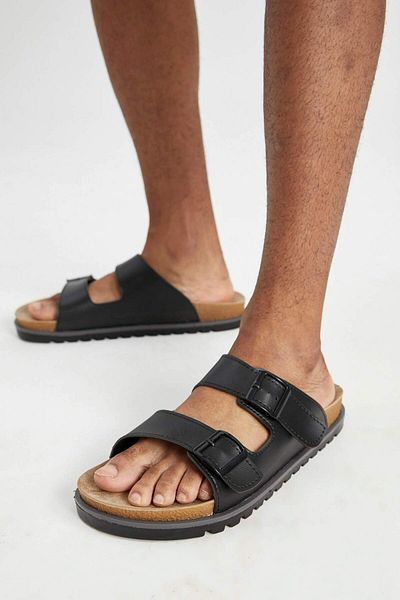 DeFacto High Sole Double Banded Men's Faux Leather Slippers - C3048AX24HS