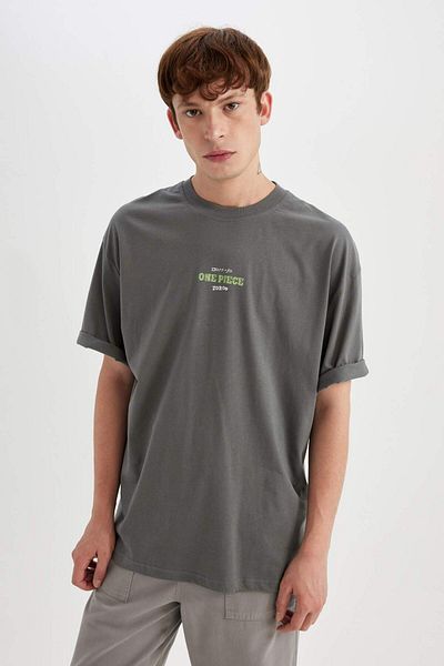 DeFacto 100% Cotton One Piece Loose Fit Crew Neck Back Printed Short Sleeve T-Shirt C5871Ax24Hs