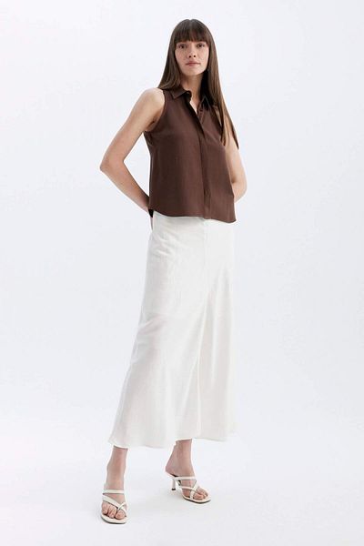 DeFacto Linen Blended Regular Fit Tank Top - Shirt Collar D2952AX24SM