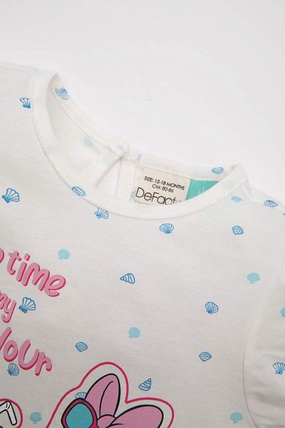 DeFacto Set pijamale fetiță Daisy Duck din bumbac pieptănat Top cu mâneci scurte Pantaloni scurți cu talie elastică C5070A524HS