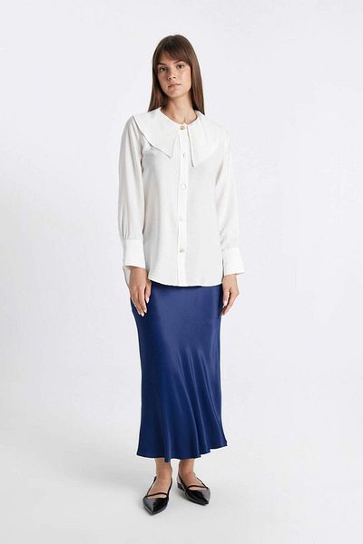 DeFacto A-Linie, hohe Taille, gerade, lang/maxi-Länge, Rock aus 100 % Viskose-Satin D3904axns