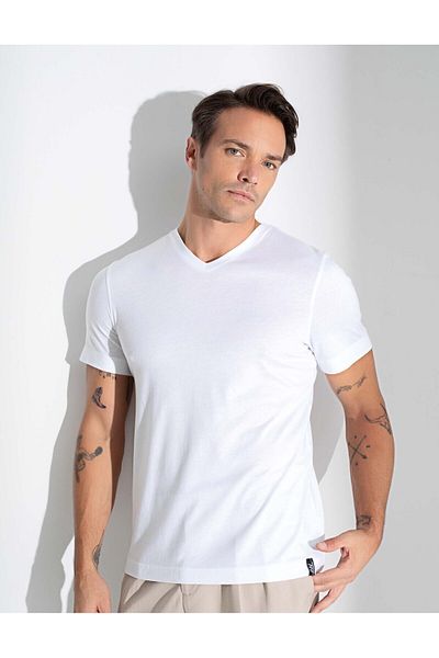 Aydoğan Men's Basic T-Shirt V-Neck