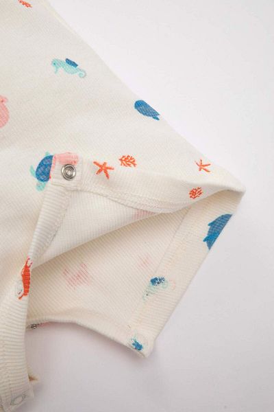 DeFacto Newborn Baby Girl - Sea Printed Ribbed Camisole Jumpsuit D0788A524HS