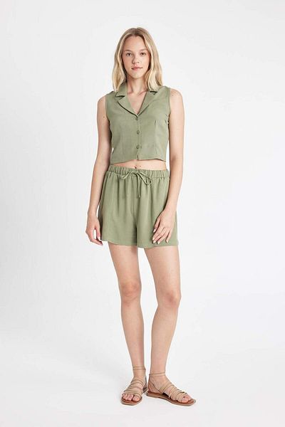 DeFacto Linen Blended Regular Fit Shorts - D0967AX24HS