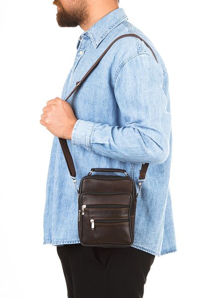 Newish Men's Genuine Leather Crossbody Long Strap Hand and Shoulder Bag - Brown