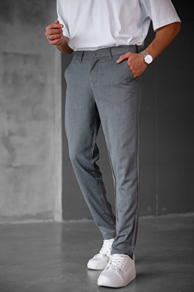 MODAMESTO Erkek Füme Slim Fit Kumaş Pantolon