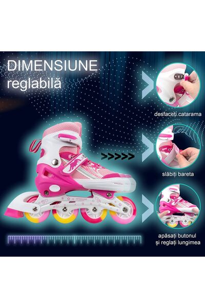 ACTION ONE Pinky roller set, with helmet, protectors and carry bag, adjustable, M (35-38), pink