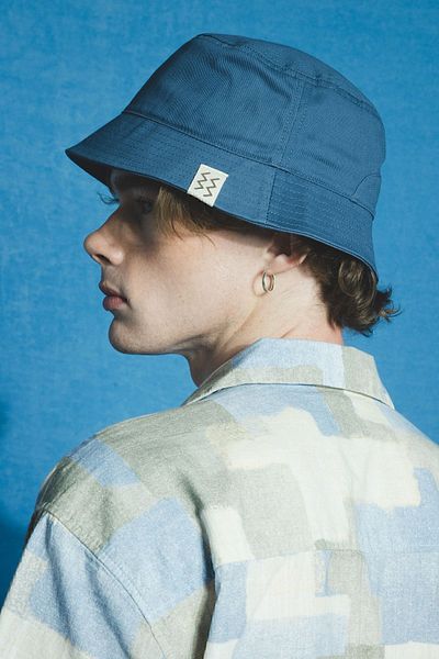Nordbron Unisex Star Blue Cloth Label Basic Embroidered Logo Bucket Bucket Hat Summer Anti-Sweat Gravois