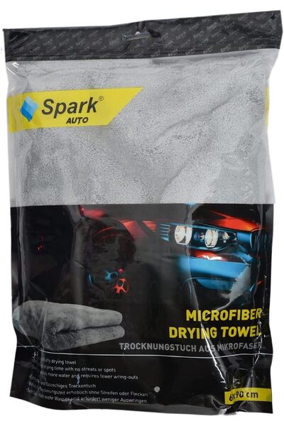 Spark (1 Adet) 2316 Mikrofiber Peluş Oto Kurulama Ve Temizlik Bezi Büyük Boy 60x90 Cm. Gri