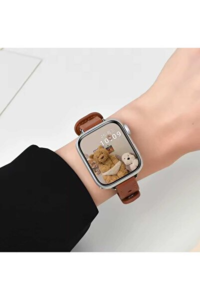 GREGOSS Apple Watch 42/44/45/46/49 Ultra MM (Seri 10-46 MM) Uyumlu İnce Deri Ayarlanabilir Kordon