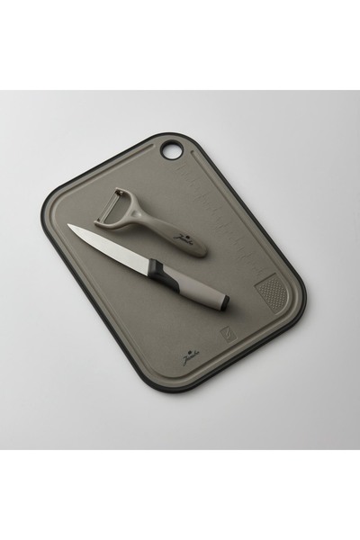 Jumbo Smart Gray Cutting Board and Peeler Set