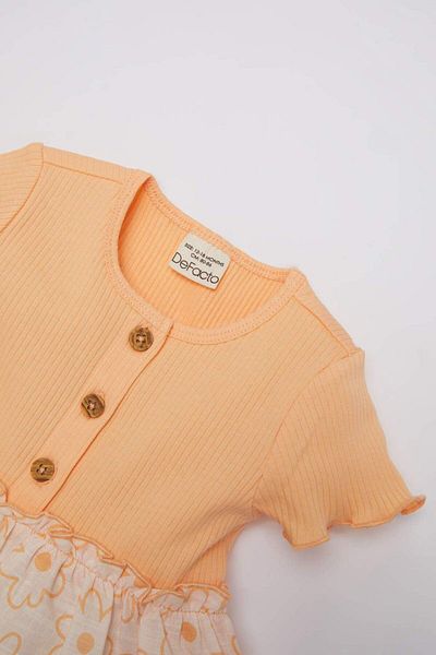 DeFacto Ribbed Camisole Baby Girl Dress - Floral Short Sleeve C4524a5og293mc