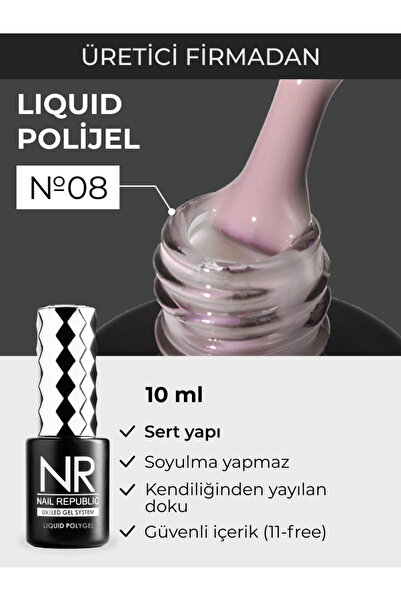 Nail Republic Tırnak Jeli Pembe Liquid Polijel 8 – 10ml, Manikür Ve Tırnak Uz...