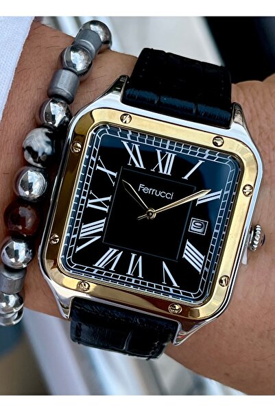 Ferrucci Erkek Saati Deri Kayışlı 3 Atm 2 Yıl Garantili, Bileklik Hediye
