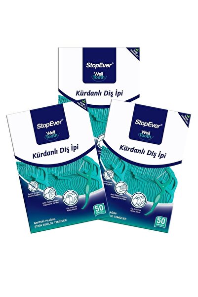 StopEver Well Tooth Kürdanlı Diş Ipi - Nane Ferahlığı - 3x50 Adet