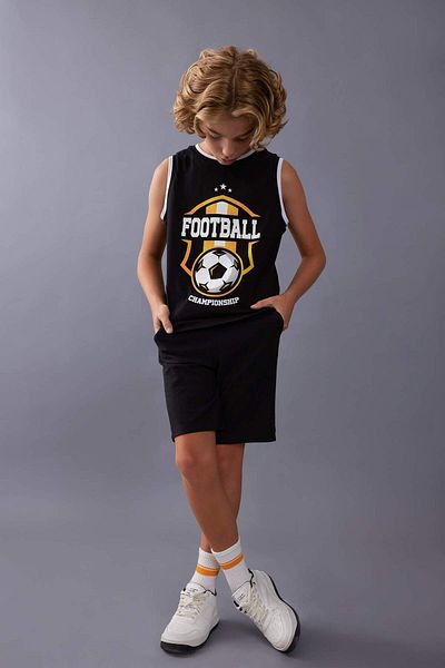 DeFacto Boy's Printed Crew Neck Tank Top - C6850A824HS