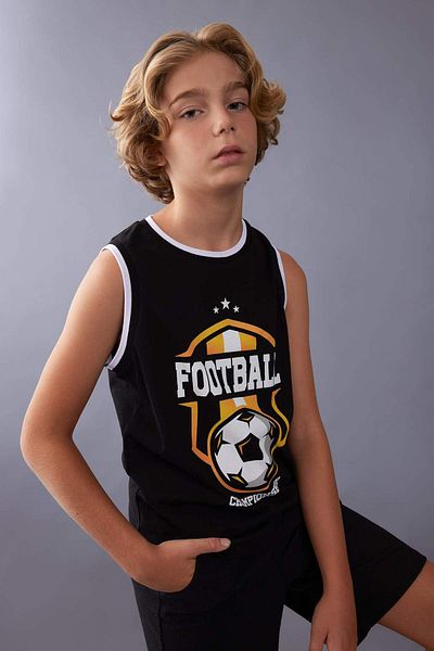 DeFacto Boy's Printed Crew Neck Tank Top - C6850A824HS