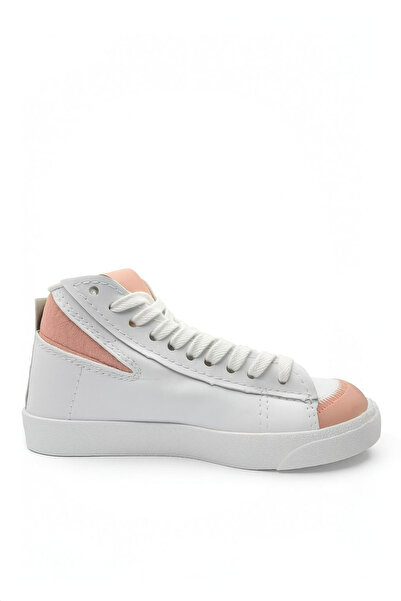 Nstil Γυναικεία αθλητικά παπούτσια White Powder - οδοντωτή σόλα, λεπτομέρεια από διχτυωτό σουέτ, αθλητικά παπούτσια περπατήματος με κορδόνια 08