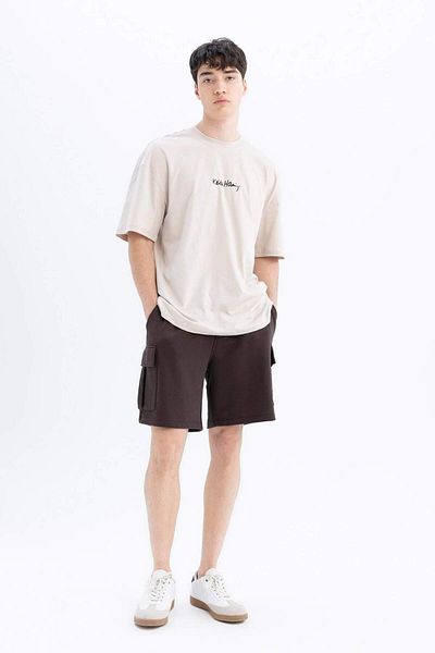 DeFacto Regular Fit Cargo Pocket Basic Plain Bermuda Shorts D0476Ax24Sm