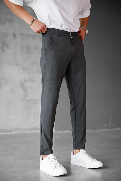 MODAMESTO Чоловічі антрацитові брюки Slim Fit з тканини