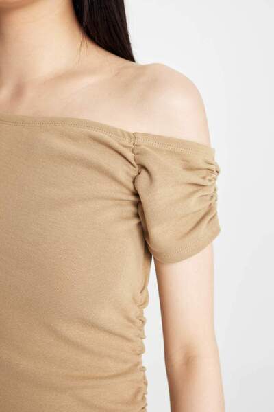 DeFacto Rochie midi cu nervuri pe un umăr - mânecă scurtă, bodycon, camisole D1448ax24sm