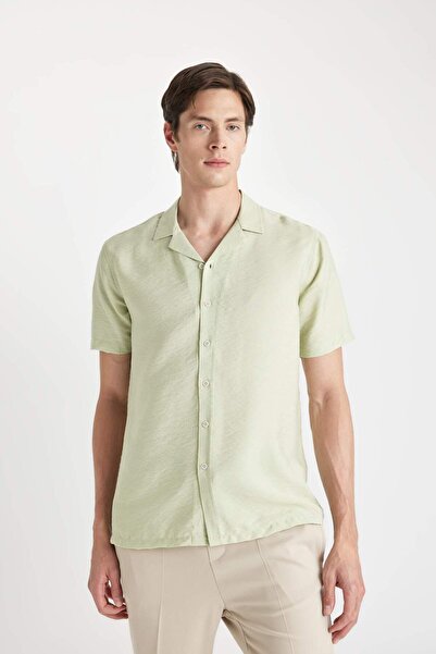 DeFacto Modern Fit Yazlık Polo Yaka Basic Düz Aerobin Kısa Kollu Gömlek V8406AZ24SM