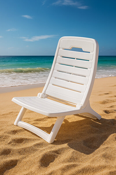 adba Katlanır Plastik Plaj ve Havuz Sandalyesi - Beyaz