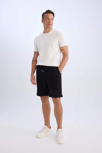 DeFacto Pantaloni scurți Bermuda de vară din piqué cu șireturi în talie A7341AX24SM