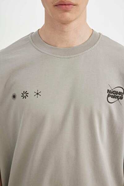 DeFacto Μπλουζάκι με κοντό μανίκι με στάμπα με φαρδύ λαιμόκοψη C7163AX24SM