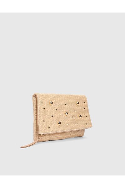 İLVİ Turangi Wicker Leather Beige Women's Handbag