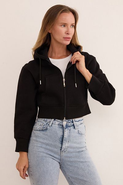 Fulla Moda Φούτερ με κουκούλα 3 κλωστών Basic Crop Hoodie