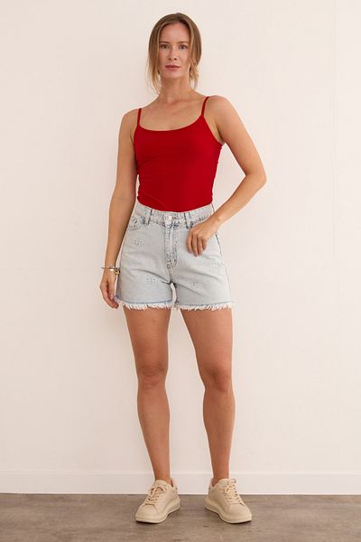 Fulla Moda Bow Embroidered Tassel Denim Shorts
