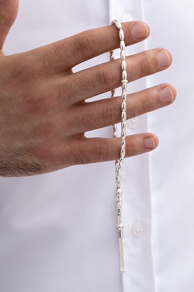 OSMANLI GÜMÜŞ Silver Rosary Barley Cut Medium Size 15gr