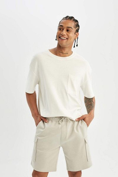 DeFacto Normale Passform Basic Straight Cargo Pocket Bermuda Shorts D0475ax24sm