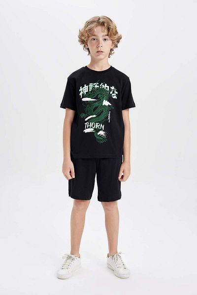 DeFacto Boys' 2-Piece Set Printed Short Sleeve T-Shirt Shorts C9854A824Hs