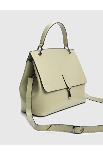 İLVİ Aires Hakiki Floter Deri Olive Kadın El Çantası