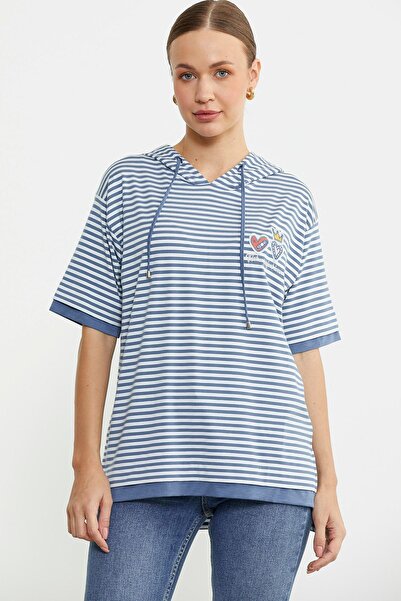 Sementa Футболка з капюшоном, комбіновані кольори, смужки - Indigo