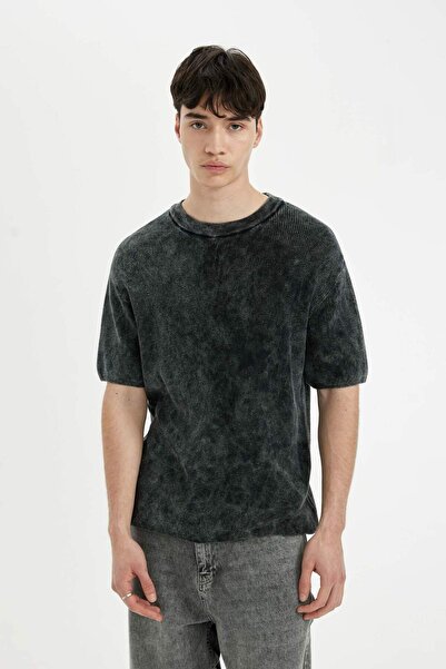 DeFacto Relax Fit Crew Neck Thessaloniki Fabric Short Sleeve T-Shirt C7332Ax24Sm