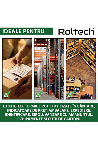ROLTECH Thermal label roll ROLTECH 100x150mm | 260 sheets/roll tube 40mm | Thermal label roll