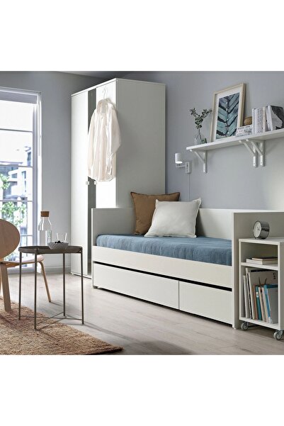 IKEA karyola çekmeceli divan, beyaz, 80x200 cm, Nevresim seti ve yatak ayrı satılır.