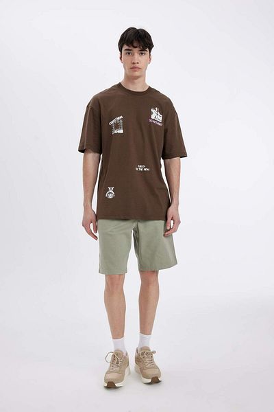 DeFacto Comfort Regular Fit Comfortable Fit Crew Neck Back Printed Short Sleeve T-Shirt C5753Ax24Hs