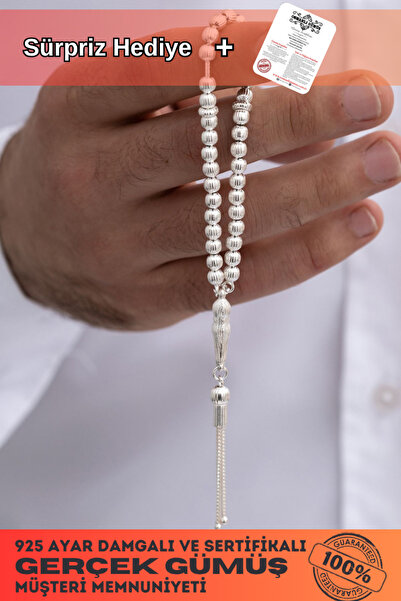 OSMANLI GÜMÜŞ Gümüş Tespih - Çizgili Küre Kesim Minik Maskot Boy 12,5 gr