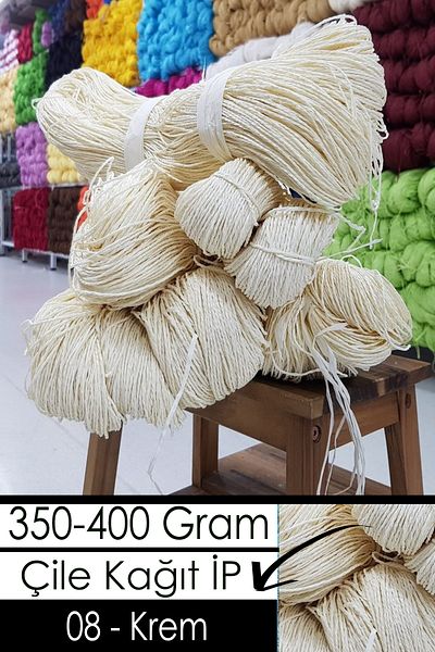 Diva İplik Diva Paper Thread Knitting Thread-350-400 Grams (08 Cream)