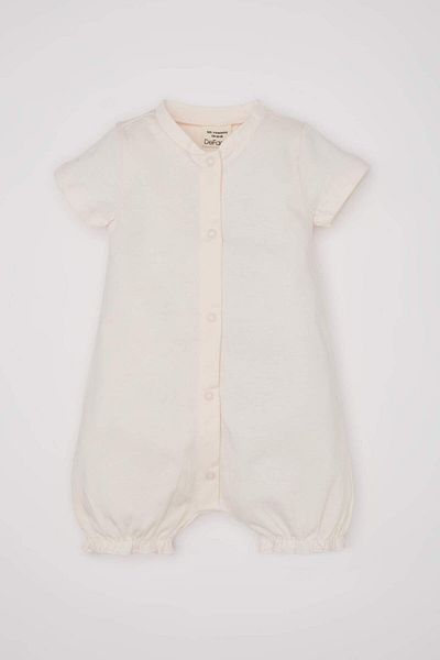 DeFacto Short Sleeve Combed Jumpsuit for Newborn Baby Girl - D2770A524SM