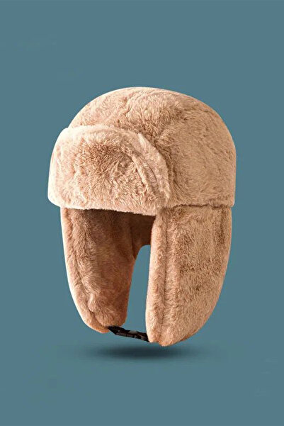 BAHELS Καπέλο πιλότου Beanie με βελούδινο κλιπ αυτιών Camel