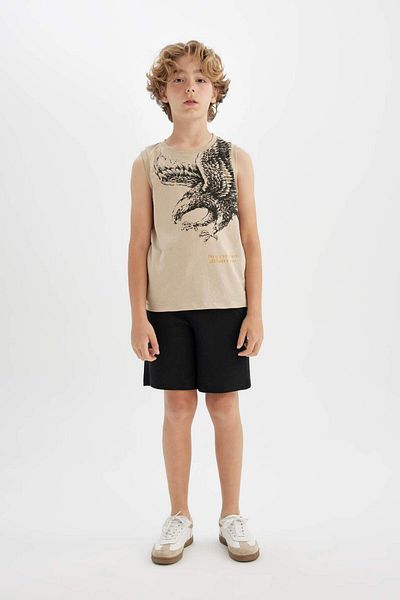 DeFacto Boy's 2-Piece Set Crew Neck Printed Athlete Shorts C9859A824Hs