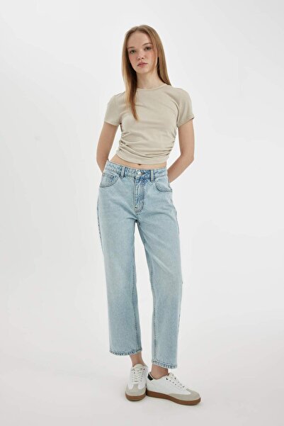 DeFacto Κοντομάνικο μπλουζάκι με λαιμόκοψη Modal D1186AX24SM