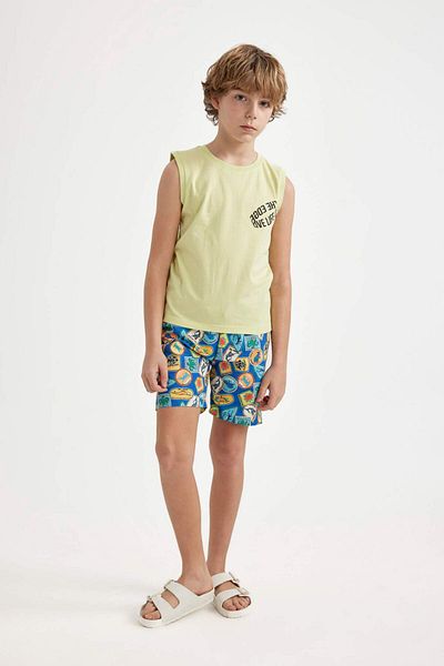 DeFacto Chłopięcy tank top z okrągłym dekoltem i nadrukiem - B6161A824HS